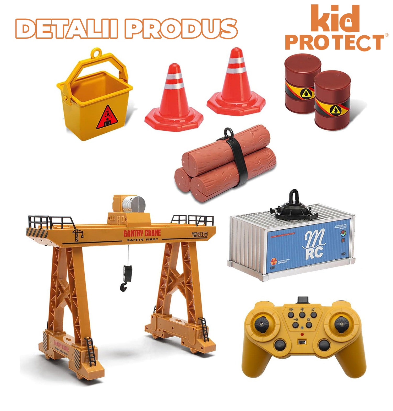 Macara Super Realista Cu Telecomanda Pentru Copii KidProtect MegaCrane X Macara Super Realista Cu Telecomanda Pentru Copii KidProtect MegaCrane X